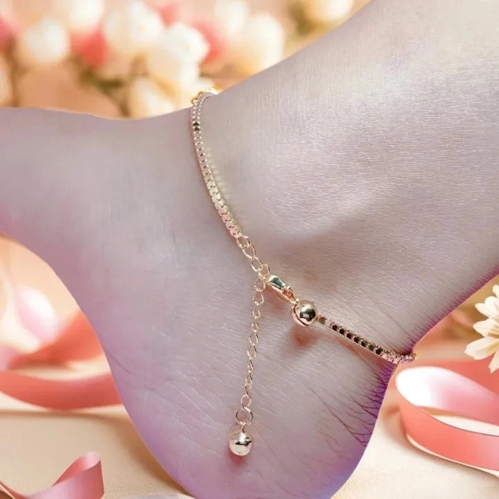 Gelang Kaki Perhiasan Xuping Rantai Milano Emas Kerincing