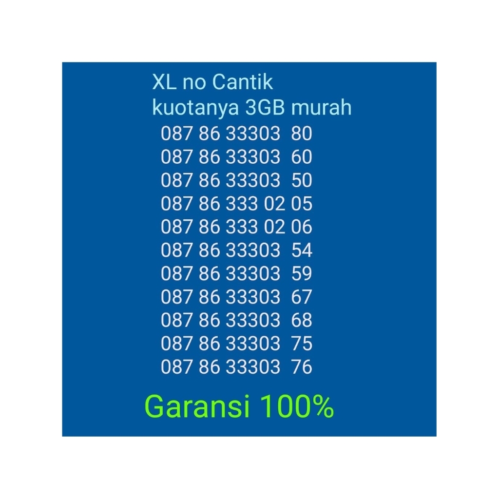 XL nomor cantik murah kuotanya 3GB