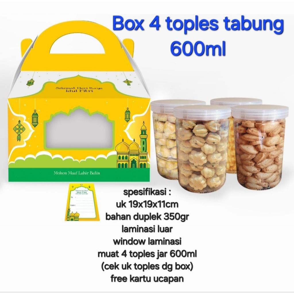 Box 4 toples tabung 600ml /kuning
