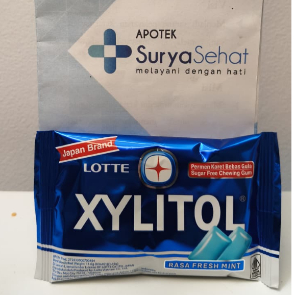 LOTTE XYLITOL RASA FRESH MINT/STROBERI ISI 8 Butir Permen Karet Bebas Gula