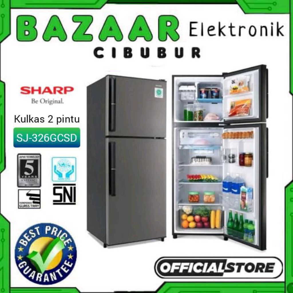 SHARP KULKAS 2 PINTU 256 LITER SJ-326GC-SR/SD / SJ326GC / SJ 326GC