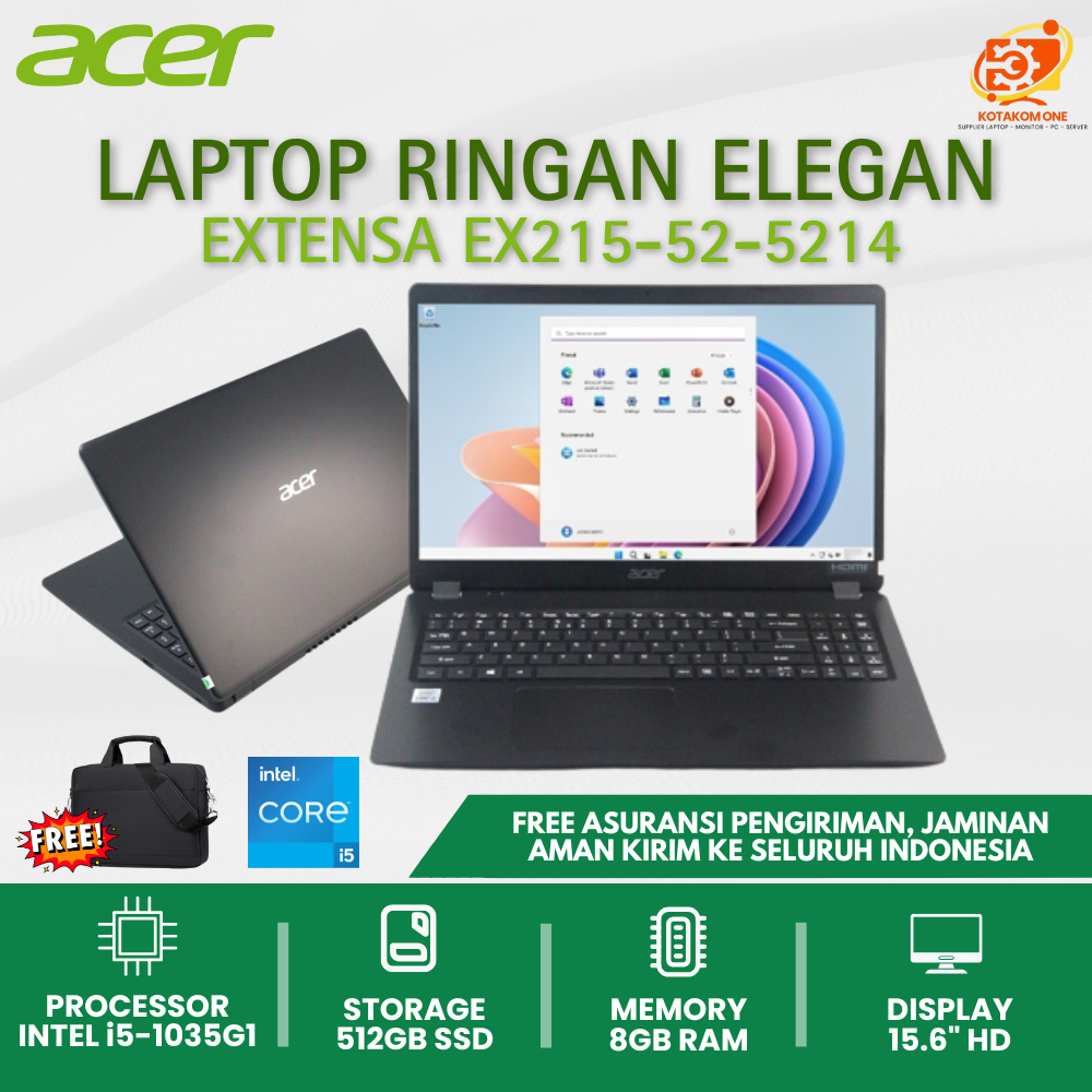 OBRAL Laptop Acer Extensa 215 - 5214 Core i5-1035G1 Ram 8GB SSD 512GB 15.6"