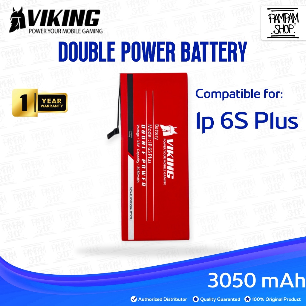 Baterai VIKING Double Power for Ip 6S PLUS 6S+ Batre Batrai Battery Dual Power HP Iphone