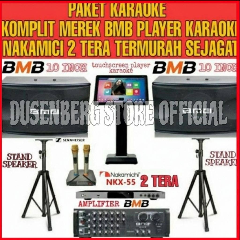 Paket Speaker BMB 10 Inch Ampli BMB Player Karaoke Nakamici Touchcreen