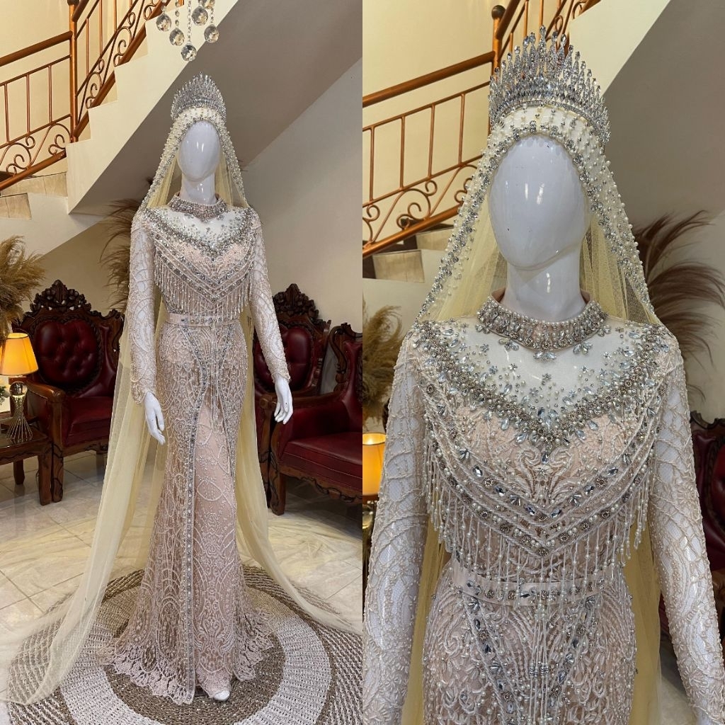 Kebaya pengantin akad santili 2 in1 | Kebaya akad nikah elegan| Kebaya pengantin akad full payet mew