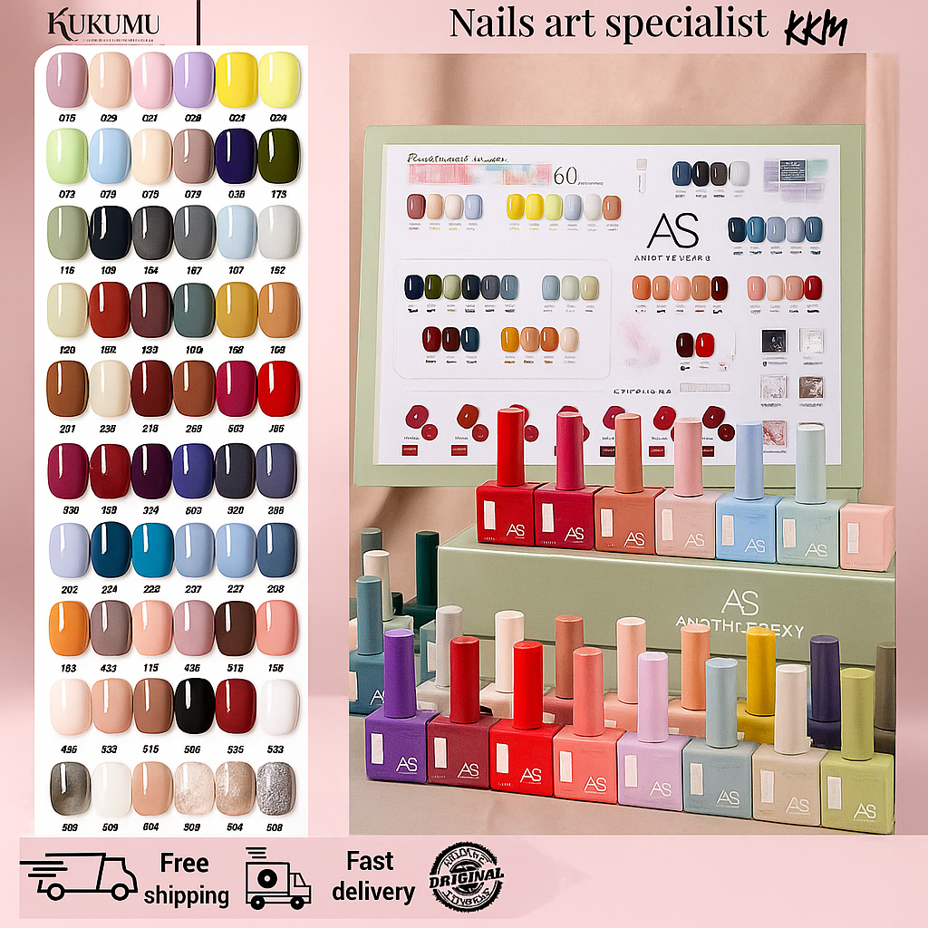 (BPOM) AS 1Set  Nail Gel Polish 15ml 60 Warna / AS Nail Gel Polish 1 Set /  Kutek UV Gel Set AS / Ku
