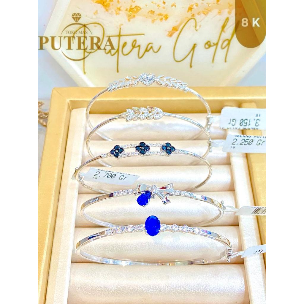 gelang bangle putih kadar 8k emas asli wanita