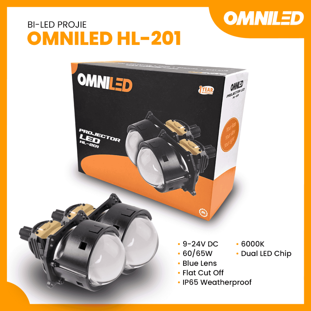 Lampu Mobil Headlamp Bi-LED Projie OMNILED HL-201 60/65W 6000K Super Terang