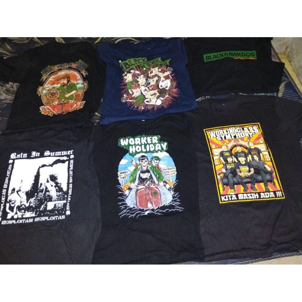 borongan kaos band celtic punk /black rawk dog / twcs / rain in summer / hunky dory