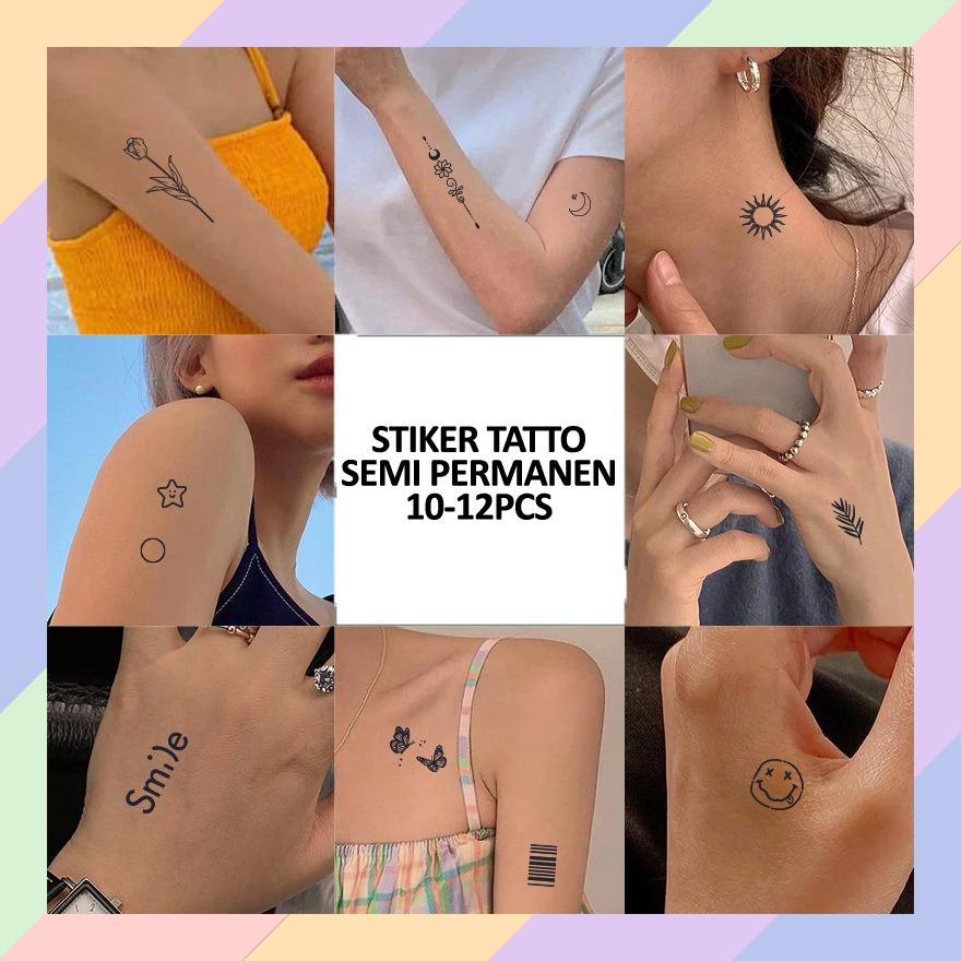 TS79 Stiker Tato Temporer Semi Permanen Kecil Mini Lucu Tatto Tattoo Bisa Hilang Sticker Tempelan Te