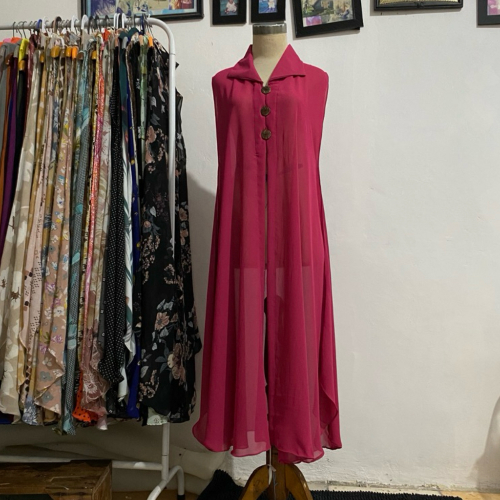 Ceruty Babydoll Outer Kardigan Atasan Wanita Model Kancing Cardigan Tanpa Lengan