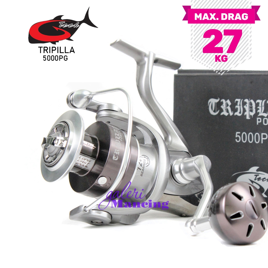 Reel G-TECH TRIPLLA POWER SW C3000 4000 5000 HG PG | Power Handle Metal Body | Saltwater Laut