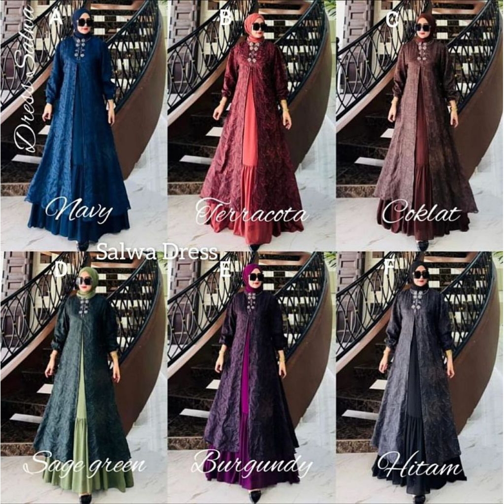 Salma Set Hijab Gamis Syar'i Branded Formal Pesta By Asopuro