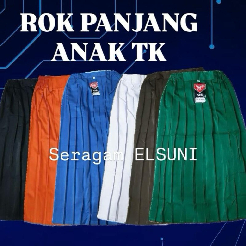 Rok Panjang Sekolah TK Warna HIJAU PUTIH MERAH COKLAT BIRU HITAM Rok Anak Tk PAUD