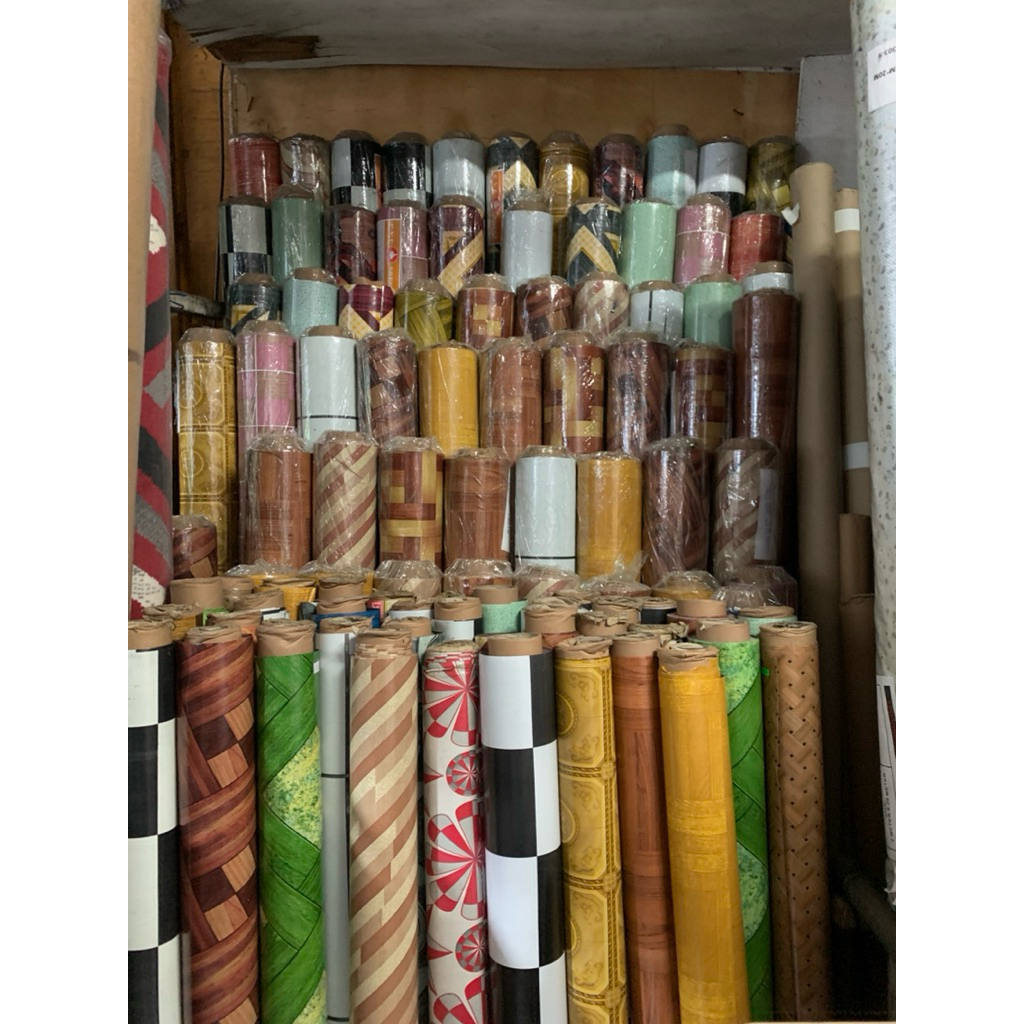 Karpet Plastik Taplak Meja / Karpet Alas Lantai / Motif Catur Kayu Minimalis / Karpet Unica Meteran