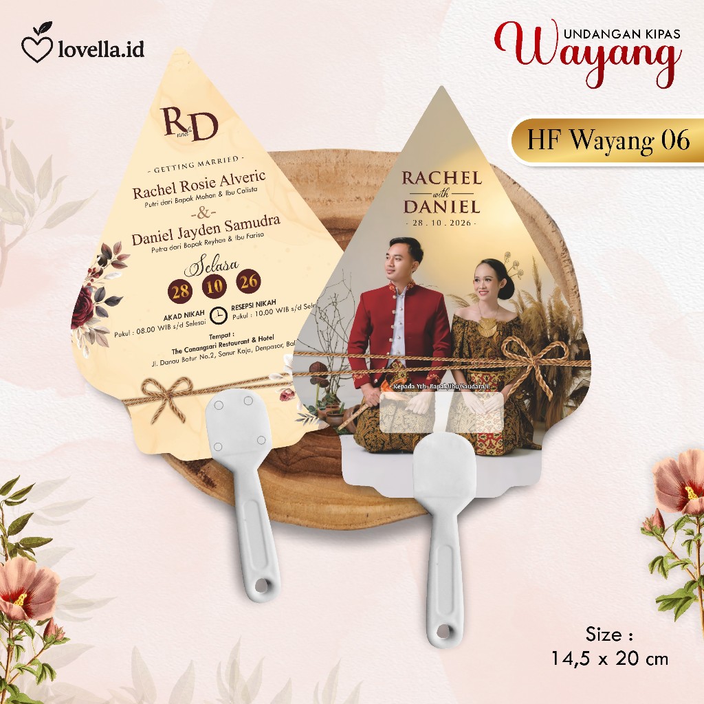 UNDANGAN PERNIKAHAN KIPAS AESTHETIC - SOUVENIR WEDDING UNIK - UNDANGAN CUSTOM KIPAS WAYANG