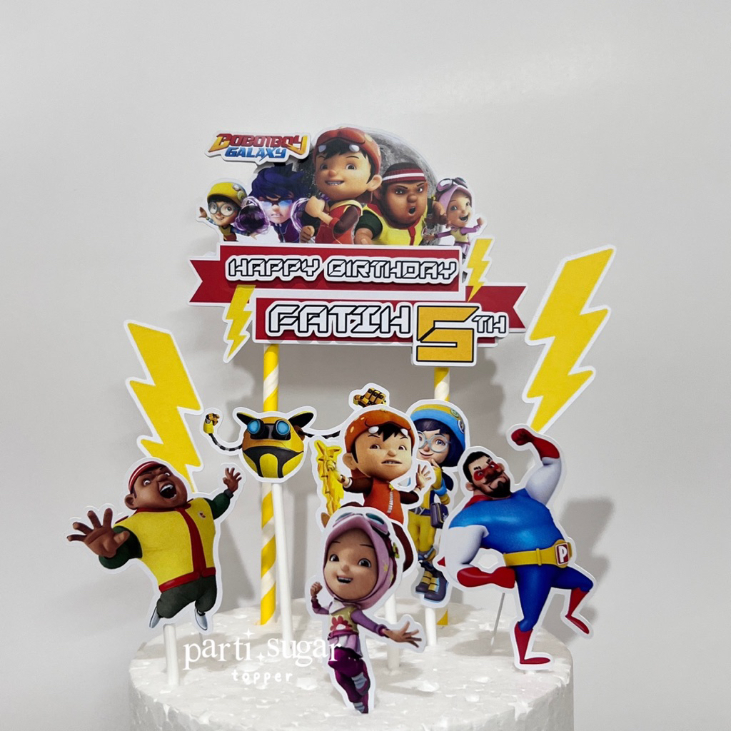 Custom Cake Topper 3D Hiasan Kue - Dekorasi Ulang Tahun - Karakter Boboiboy