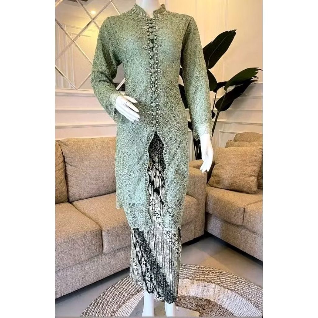 Kebaya Tunik Brokat Payet Busui Modern Ibu Besan
