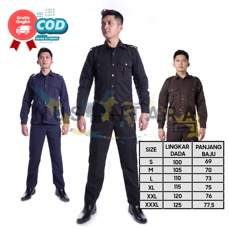 Seragam Safari Security Lengan Panjang Seragam Safari Driver Baju Safari Satpam