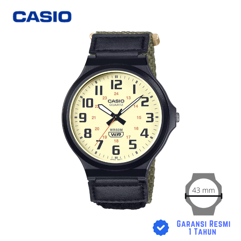 JAM TANGAN PRIA CASIO MW-240B-3B HIJAU - MW 240 3BVDF Strap Canvas