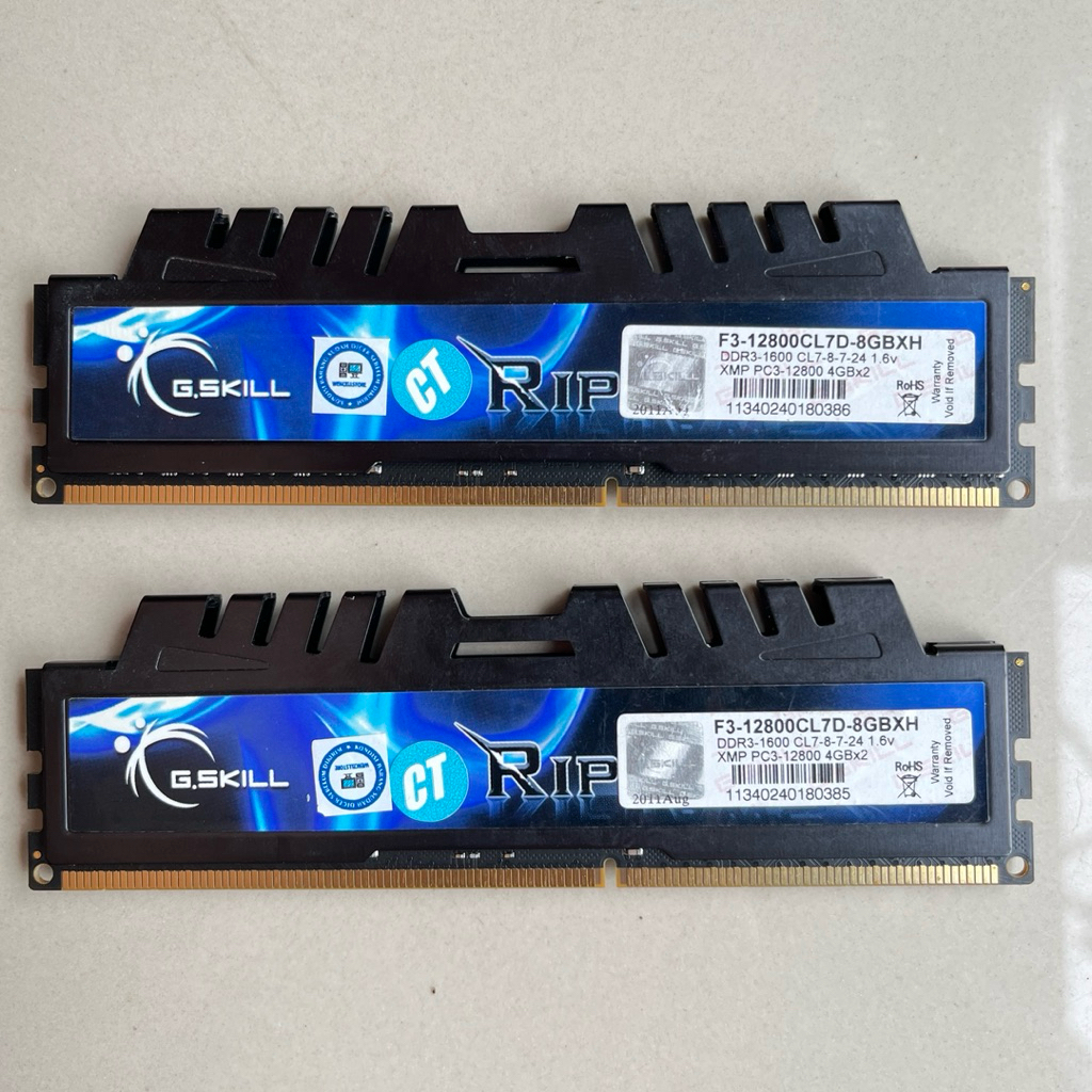 RAM GAMING G.SKILL 8GB KIT 2X4GB PC3-12800/1600MHZ DDR3 RIPJAWS X HITAM LONGDIMM