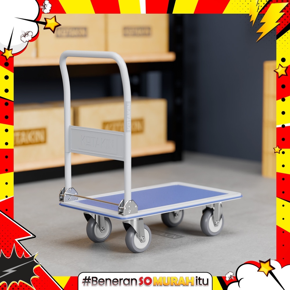 Troli Lipat Dorong 150KG Pengangkat Barang Gudang Galon Bahan Besi Tebal dengan Roda Hidup Mati