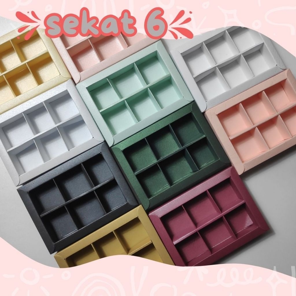 Box coklat Praline sekat 6 | box macaron | KOtak nastar  kotak coklat | souvenir box
