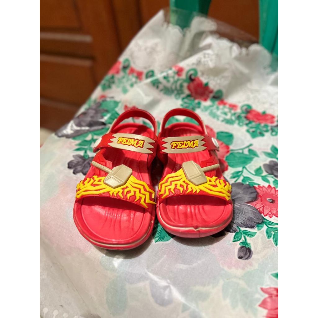 Sandal Feima Anak Laki-Laki Merah Motif Palu