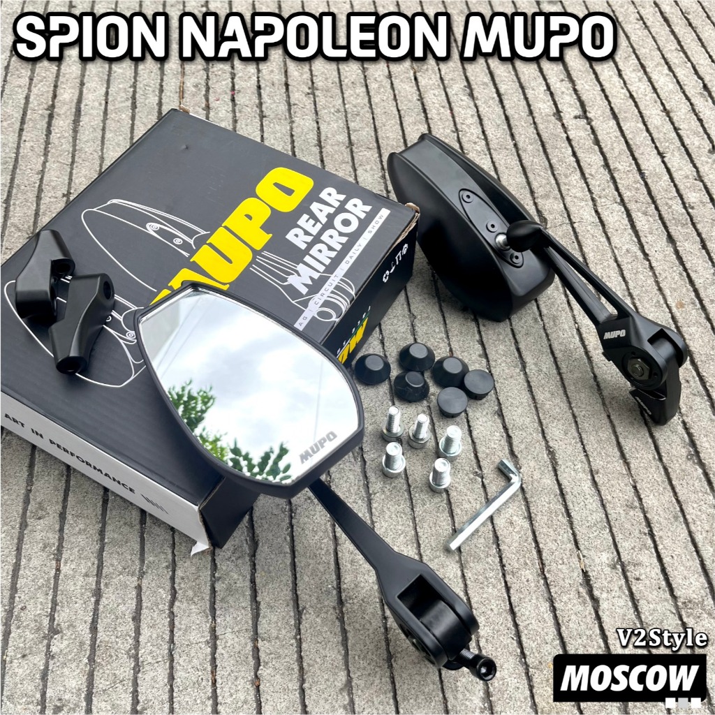 Spion Napoleon Batman Style BLACK FULL CNC Universal Variasi Motor Nmax Pcx Aerox Beat Vespa Vario M