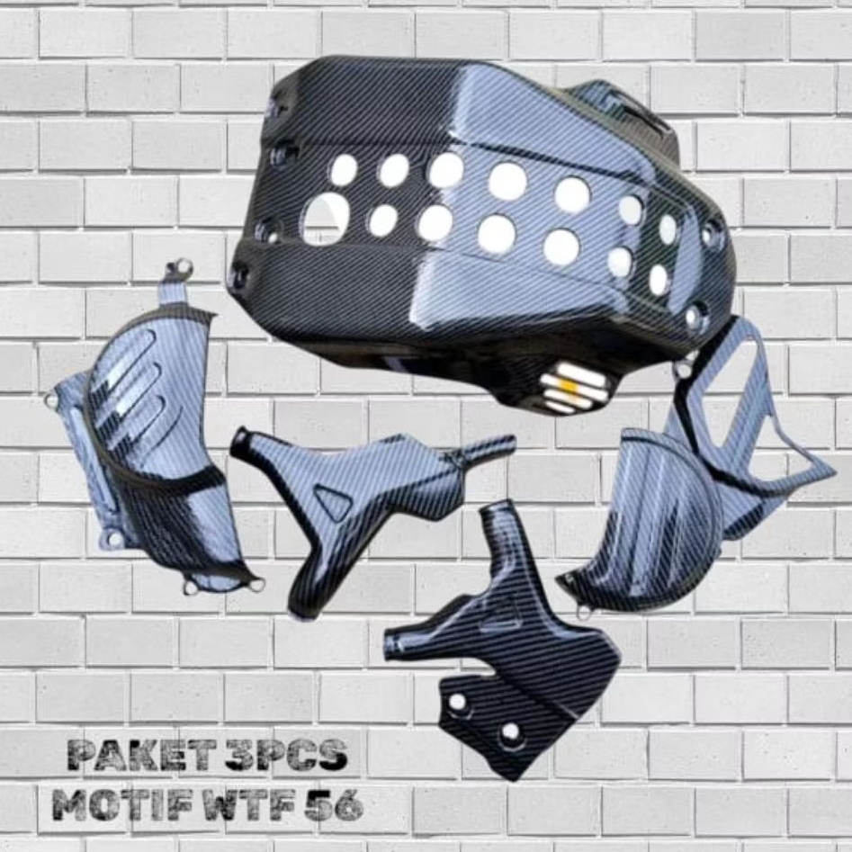 Extra Hemat "3pcs" Carbon MOTIF WTF HONDA CRF 150 "Cover mesin bawah tutup mesin CRF
