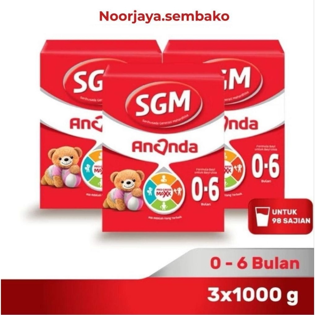 SGM ANANDA 0-6 BULAN SUSU FORMULA BAYI BUBUK 3 X 1000 GR EXPIRED 2027 LANGSUNG KIRIM PACKING AMAN PA