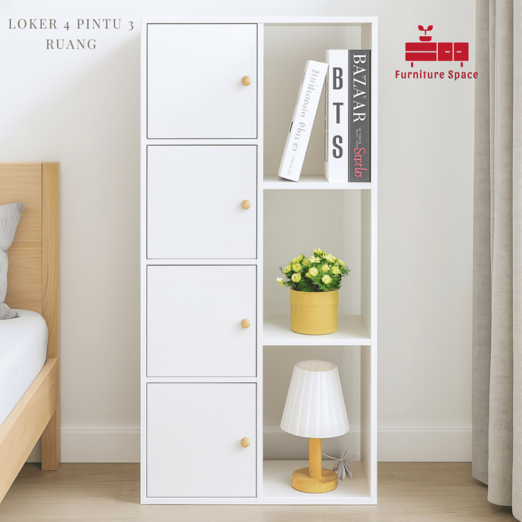 Loker 4 Pintu 3 Ruang Rak Loker Susun Minimalis Loker Dinding Kamar Tidur Rak Buku Minimalis  Loker 