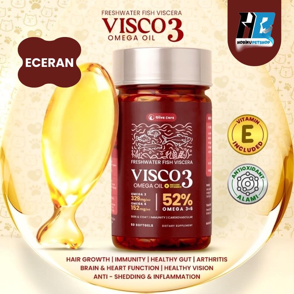 Vitamin Minyak Ikan Kucing VISCO3 Murni & Alami Non-GMO Tinggi Omega 3 Omega 6 Omega 9 Fish Oil untu