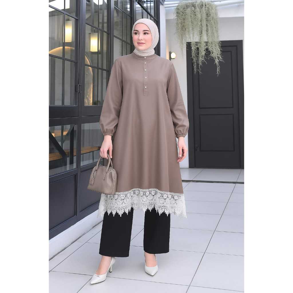 Long Tunik Jumbo Ld 130 Cm Model Kekinian Mix Brukat - Zahwa Long Tunik