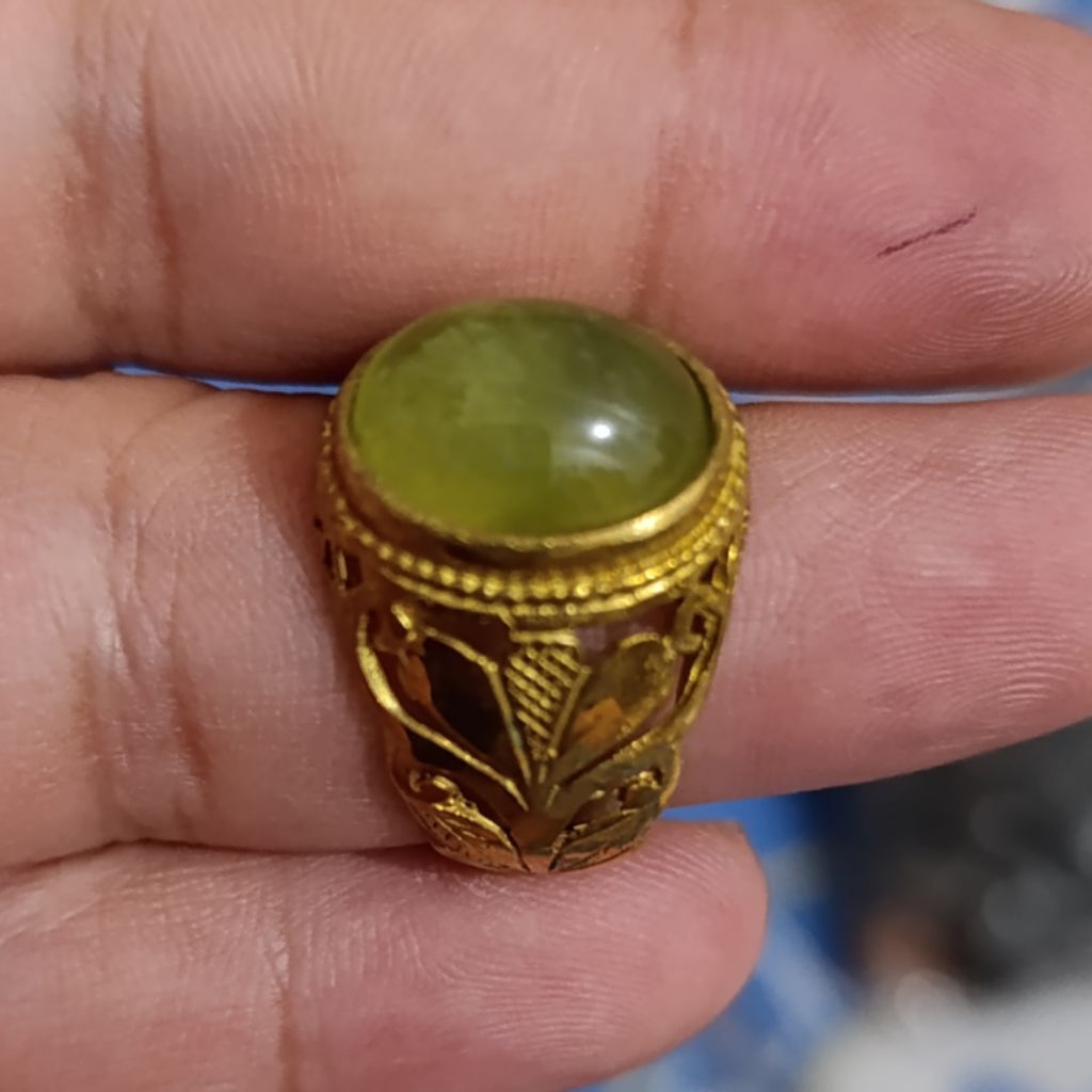 CA 53 Cincin Akik Batu Idocrase Aceh warna Belimbing Natural