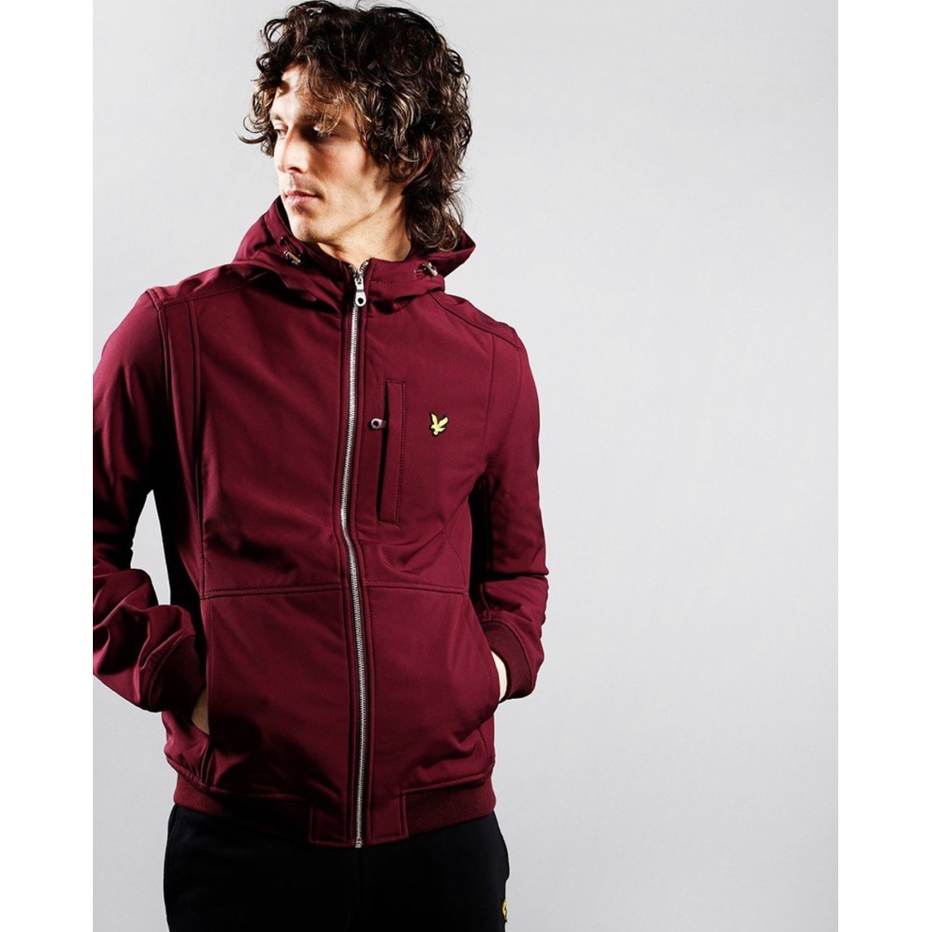 Lyle And Scott Mesh Back Softshell Jacket In Burgundy