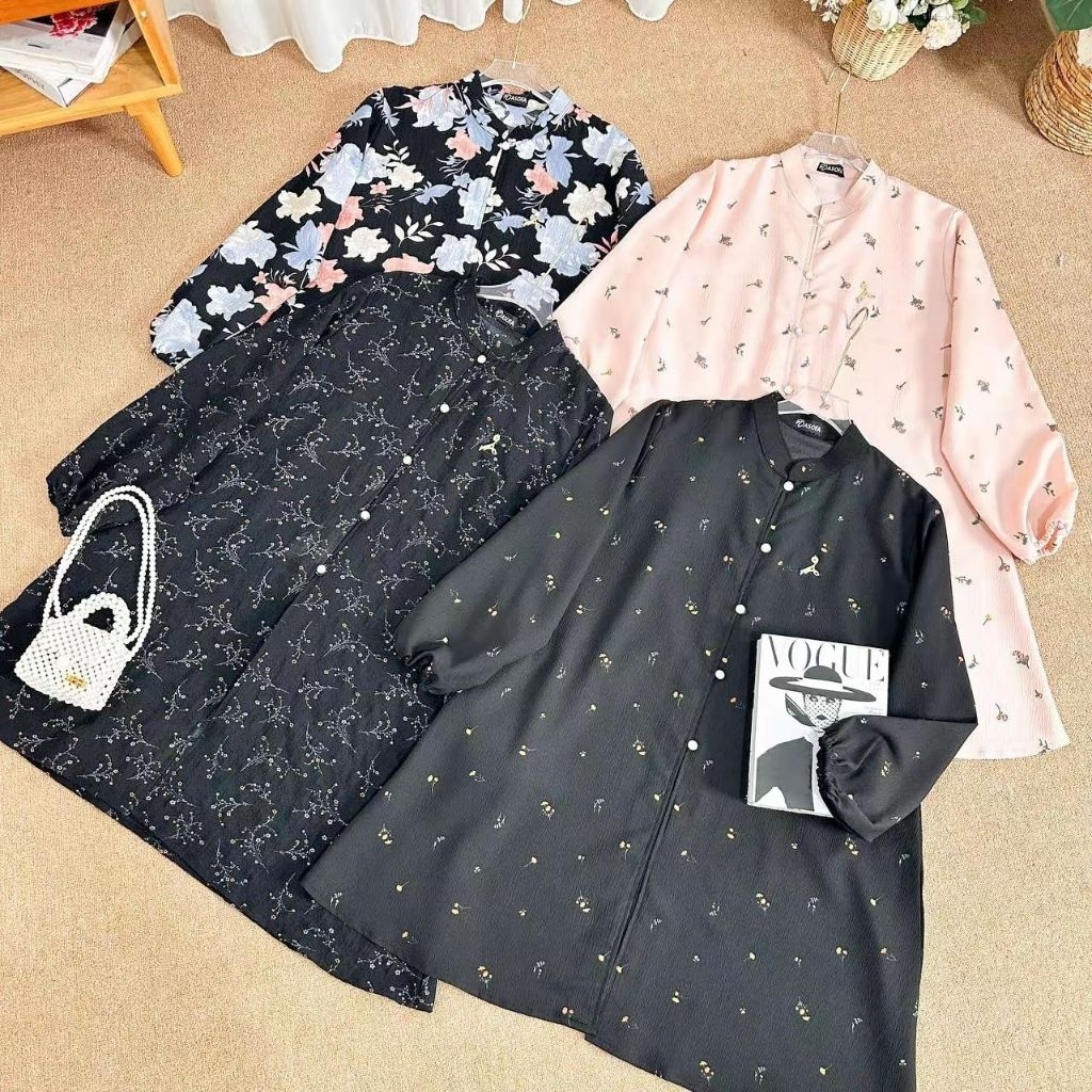 Asofa Thalia Tunik Atasan Aksen Motif Fashion Muslim