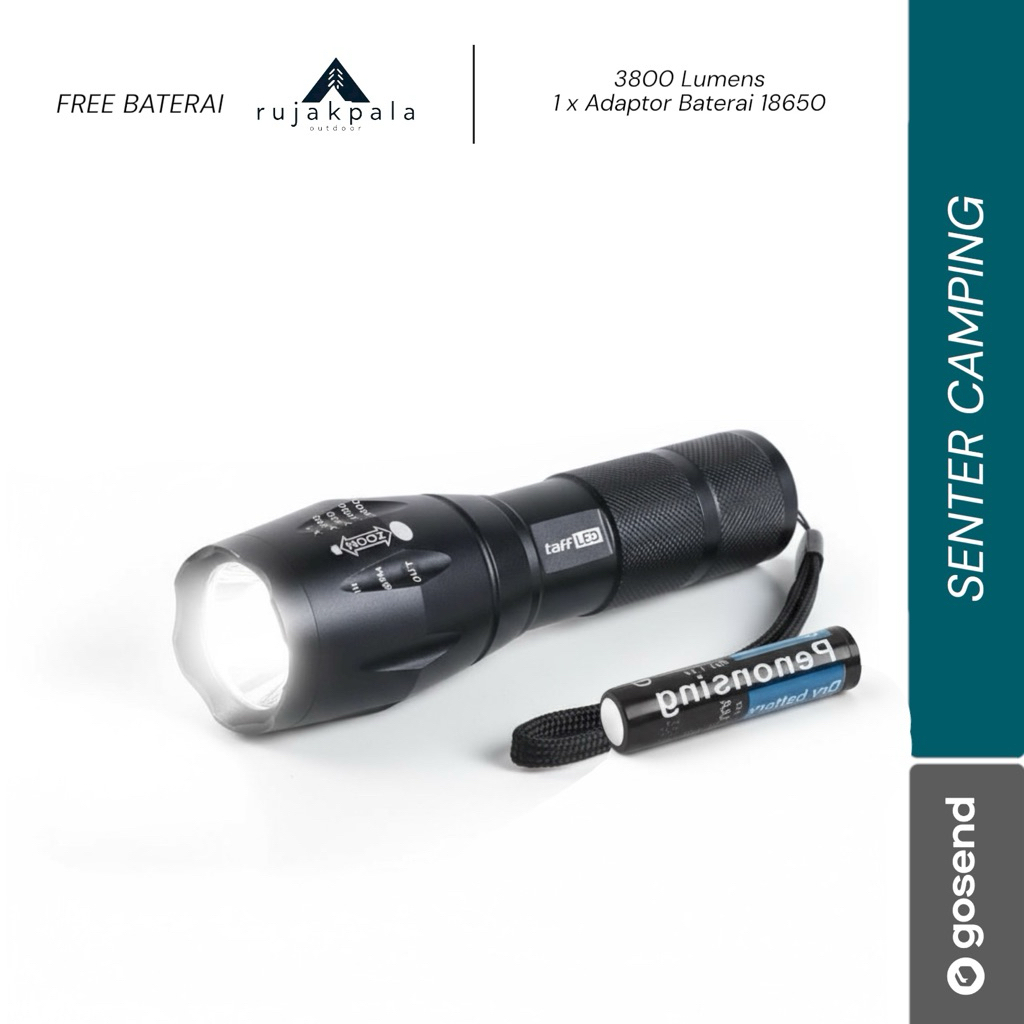 senter cree / super terang / senter camping / senter mendaki full metal