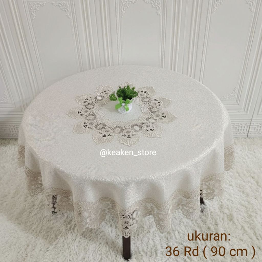 Taplak Meja Tamu Bulat 36 Inch 1 meter Poliester Singapor – Dekorasi Ruang Tamu Elegan dan Mewah