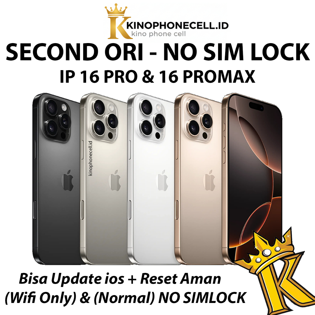 IPHONE 16 PRO MAX & 16 PRO 128GB 256GB 51GB 16 ProMax Second Fullset kinophonecell