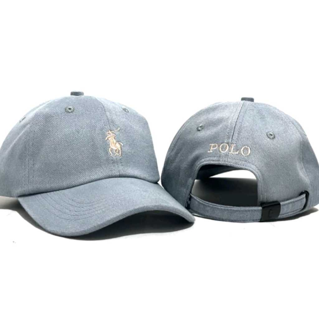 Topi Pria Distro Bahan Rafel Premium Polos Logo Kuda Kecil Baseball Cap - Abu - Abu Pria Wanita Unis