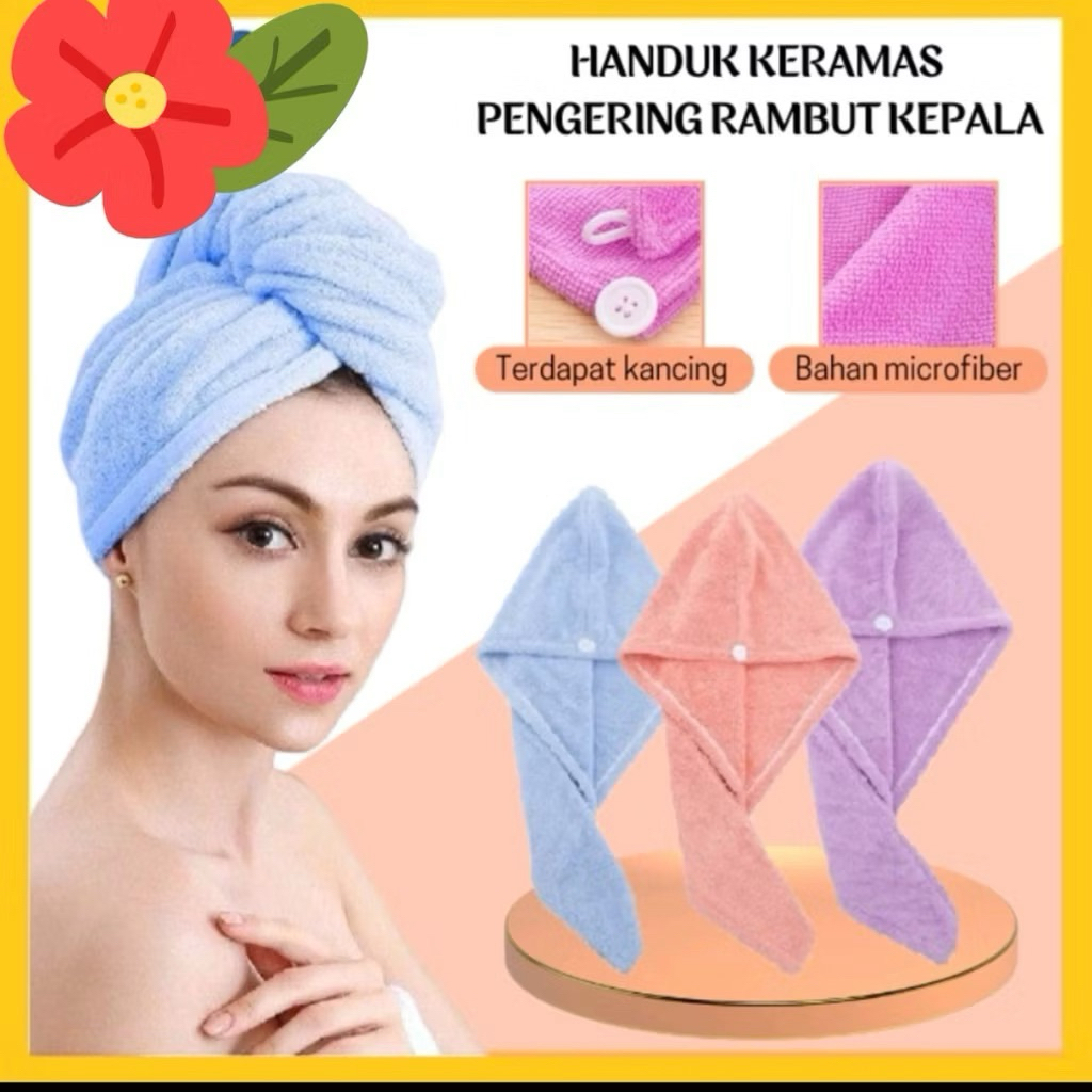 Handuk Pengering Rambut Microfiber / handuk pengering rambut kepala / handuk pengering rambut dewasa