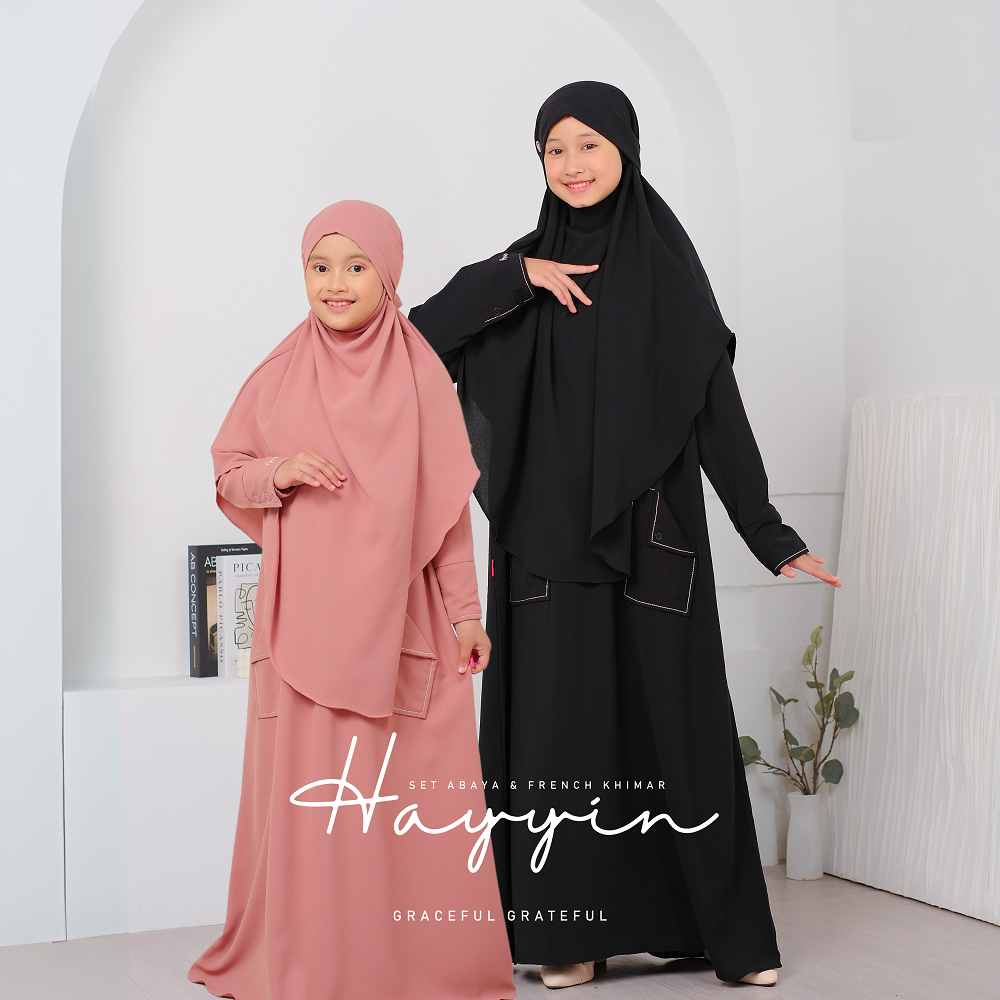 Ammarkids Gamis Abaya Set Anak 4-13 Tahun Set French Khimar HAYYIN