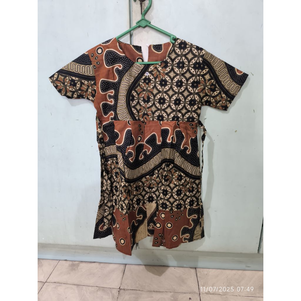 Baju batik modern anak perempuan dress terusan