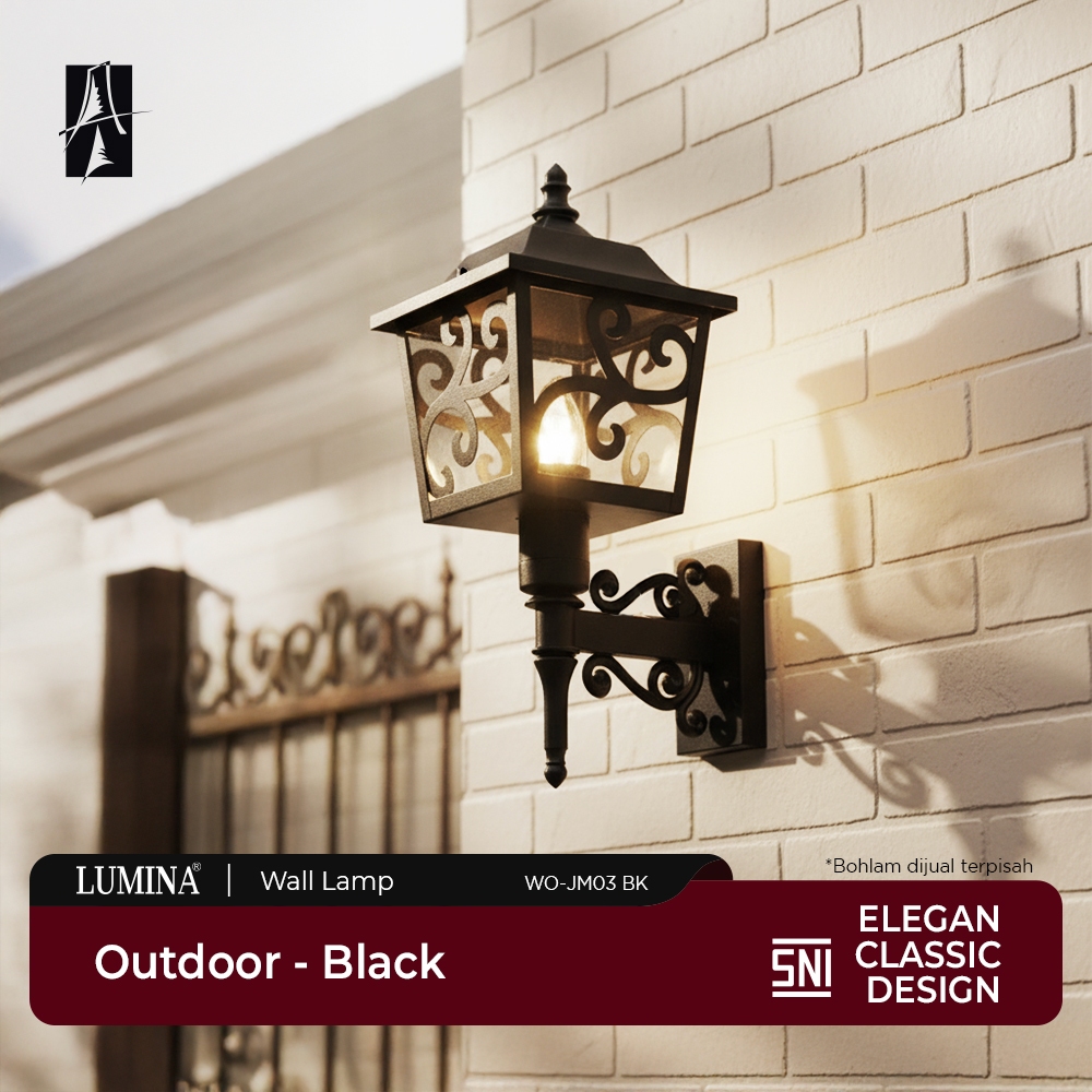 Lumina - Lampu Dinding Outdoor Hitam Klasik Elegan Wall Lamp Taman & Teras Desain Classic Klasik - T