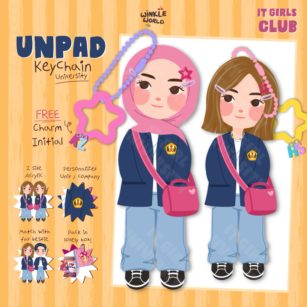 Winkleworld Keychain It Girls UNPAD Universitas Padjadjaran Package / Gantungan Kunci Akrilik Univer