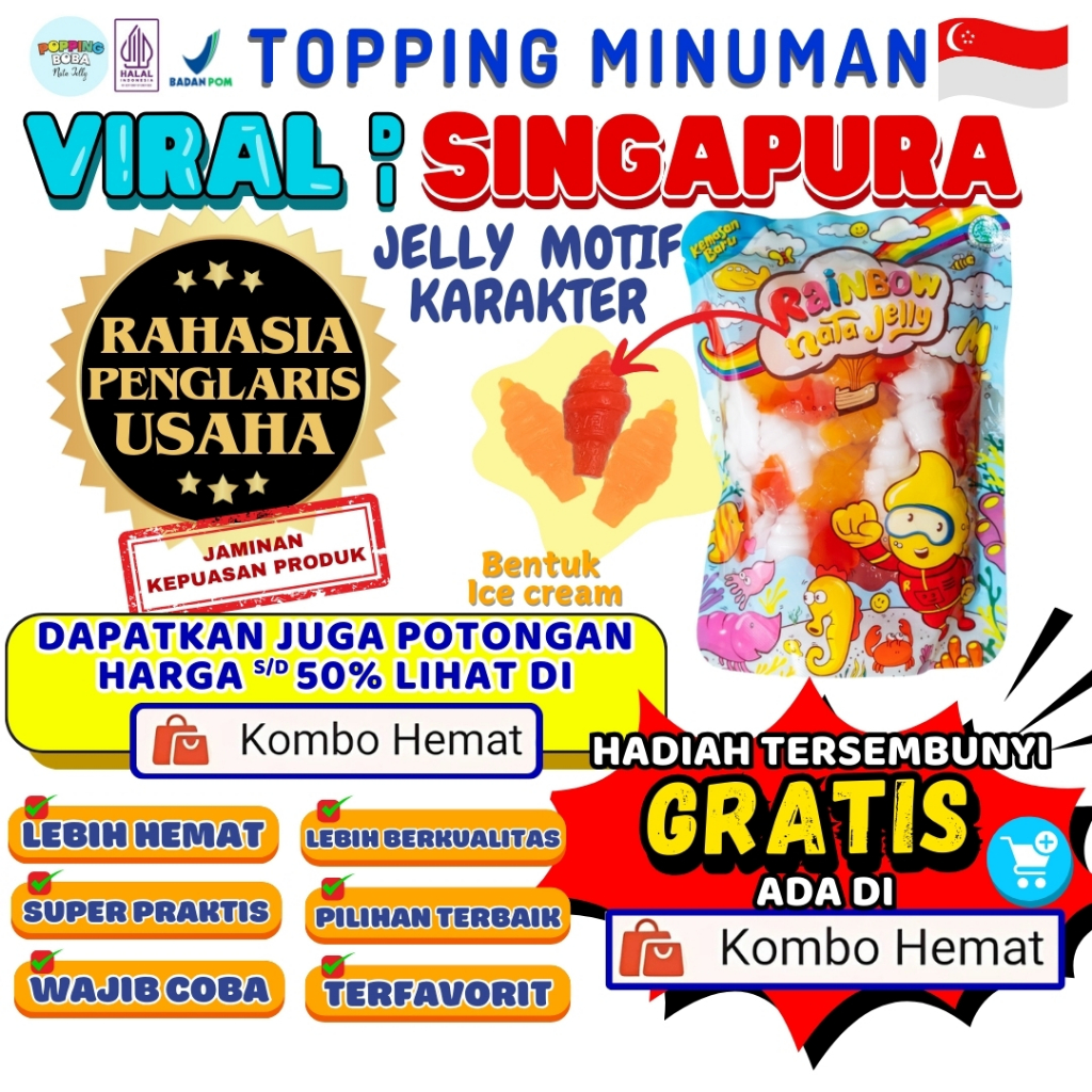 Jelly Motif Karakter Topping Minuman - Jelly Bentuk Ice Cream Cocok Untuk Semua Minuman