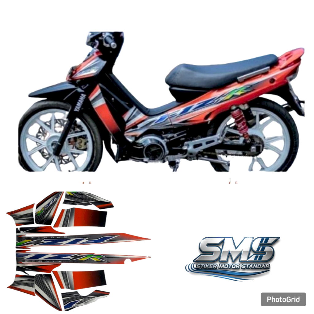 STIKER STRIPING BODY MOTOR LIS F1ZR F 1ZR 2004 2005 SPORTY WARNA ORANGE-HITAM