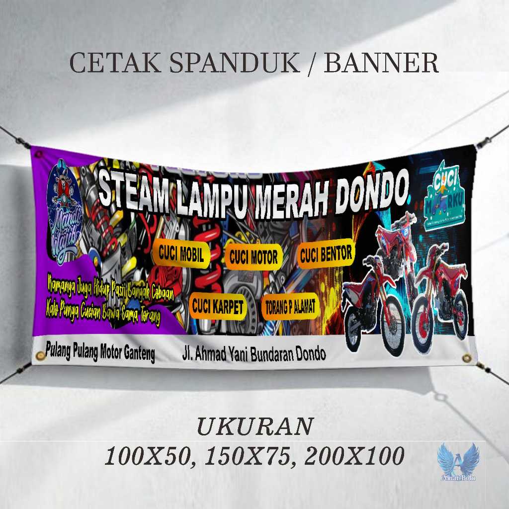 Cetak Spanduk Banner steam lampu merah Costom Desain