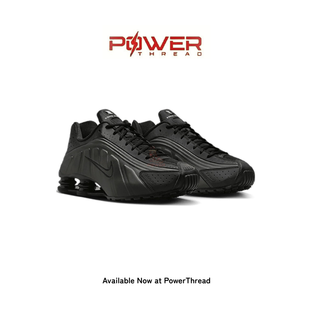 Power Thread - Sepatu Nike shox R4 Triple Black Sneakers Authentic